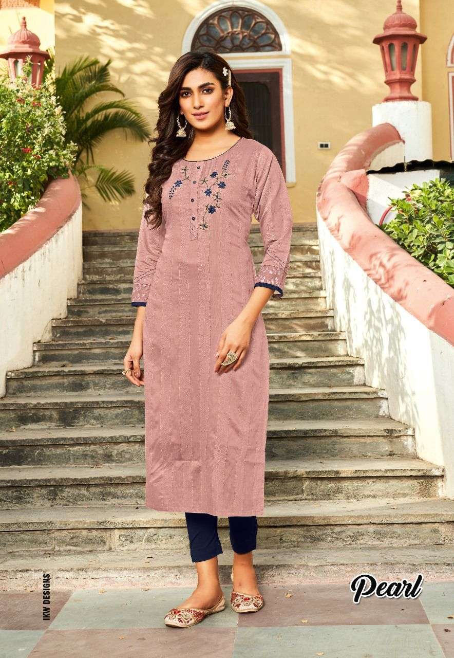 PEARL BY IKW 001 TO 008 SERIES DESIGNER STYLISH FANCY COLORFUL BEAUTIFUL PARTY WEAR & ETHNIC WEAR COLLECTION VISCOSE KURTIS AT WHOLESALE PRICE