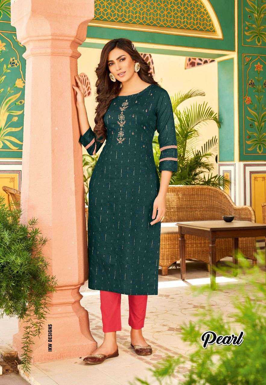 PEARL BY IKW 001 TO 008 SERIES DESIGNER STYLISH FANCY COLORFUL BEAUTIFUL PARTY WEAR & ETHNIC WEAR COLLECTION VISCOSE KURTIS AT WHOLESALE PRICE