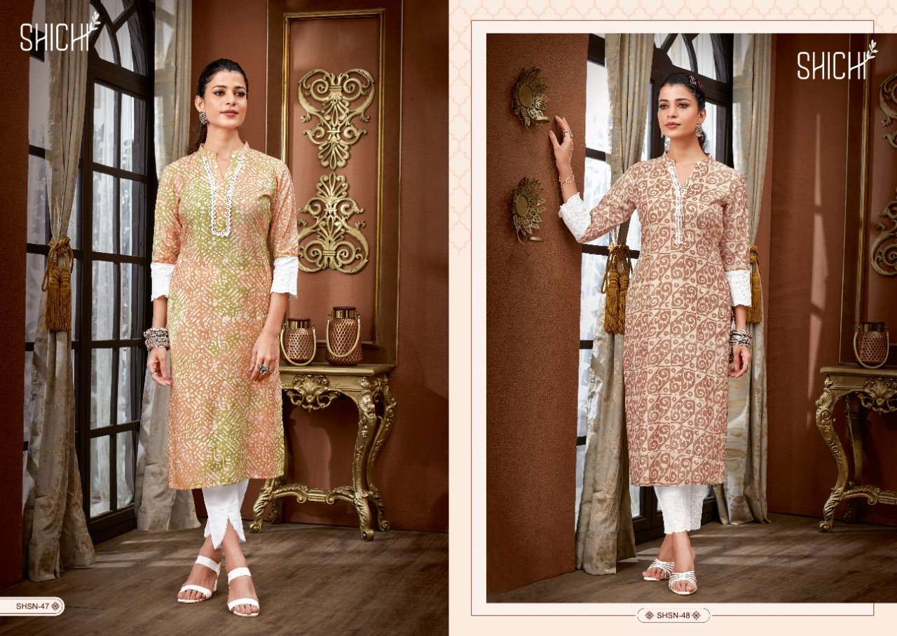 Sana By Shichi 43 To 48 Series Designer Stylish Fancy Colorful Beautiful Party Wear & Ethnic Wear Collection Viscose Kurtis With Bottom At Wholesale Price
