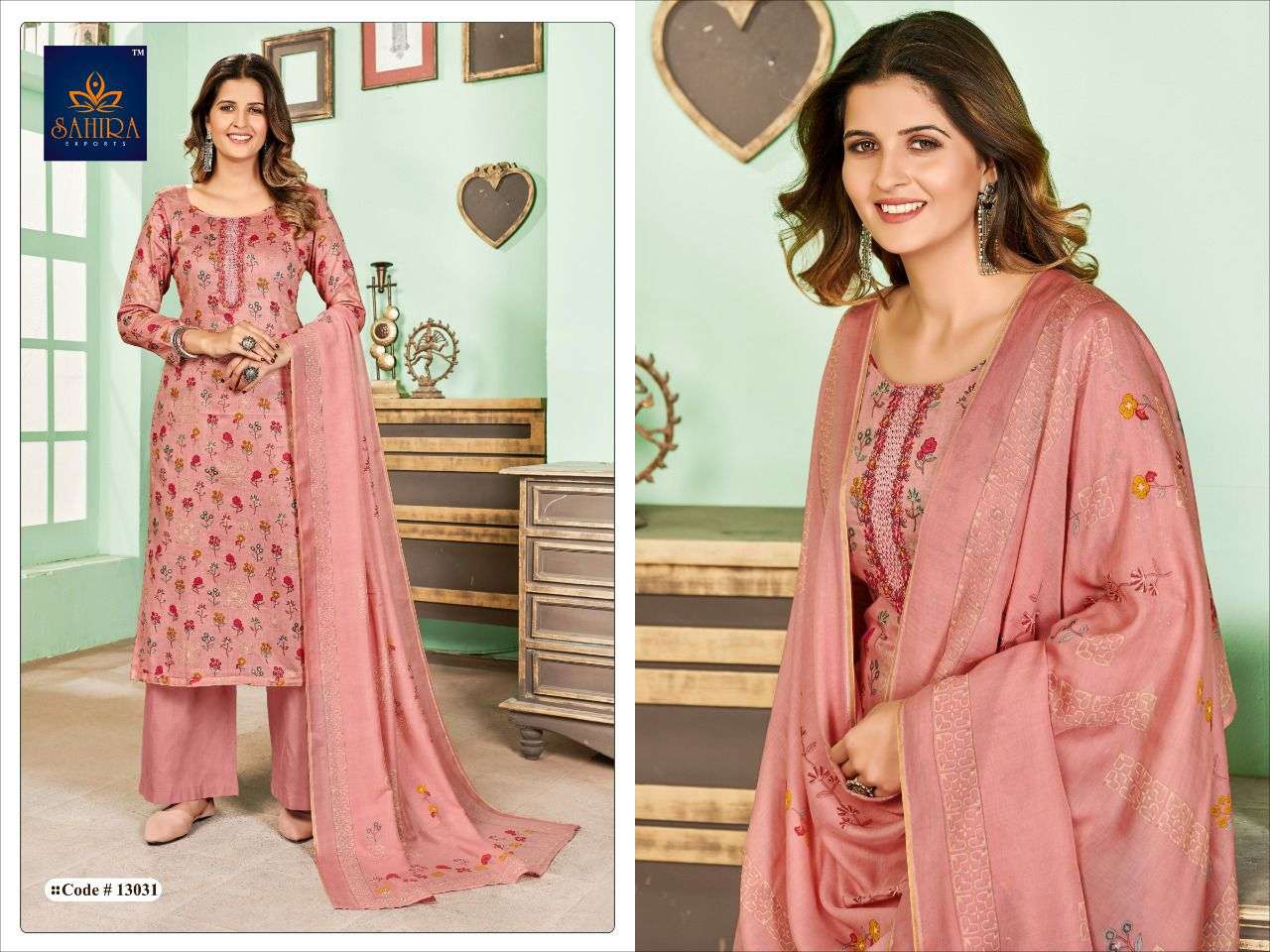 SAHIRA 13031 COLOURS BY SAHIRA EXPORTS 13031-A TO 13031-D SERIES BEAUTIFUL STYLISH SUITS FANCY COLORFUL CASUAL WEAR & ETHNIC WEAR & READY TO WEAR PURE JAM SILK COTTON PRINT WITH EMBRODERY DRESSES AT WHOLESALE PRICE