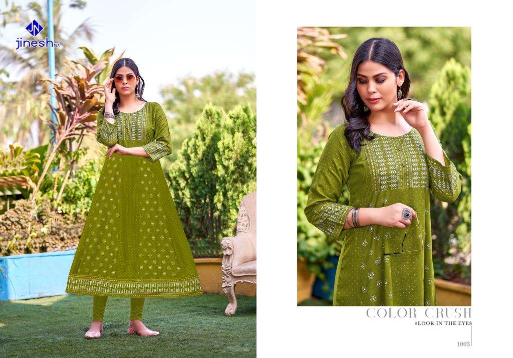 COCKTAIL VOL-1 BY JINESH NX 1001 TO 1007 SERIES BEAUTIFUL STYLISH FANCY COLORFUL CASUAL WEAR & ETHNIC WEAR RAYON FOIL PRINT GOWNS AT WHOLESALE PRICE