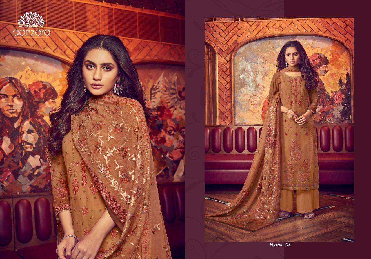 NYRAA SEQUINS BY AANZARA 01 TO 06 SERIES BEAUTIFUL SUITS COLORFUL STYLISH FANCY CASUAL WEAR & ETHNIC WEAR PREMIUM GEORGETTE EMBROIDERED DRESSES AT WHOLESALE PRICE