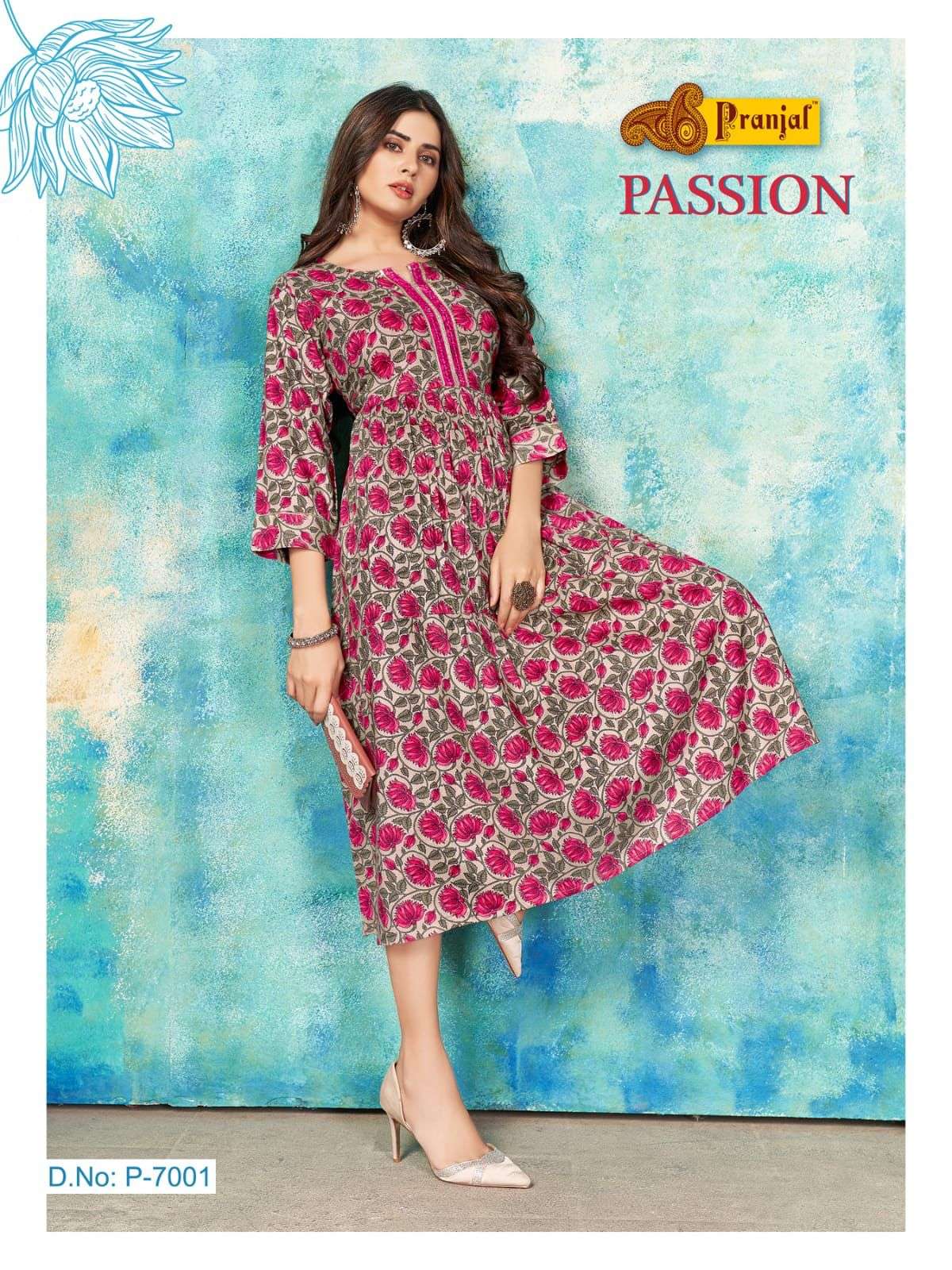 PASSION VOL-7 BY PRANJAL CREATIONS 7001 TO 7006 SERIES DESIGNER STYLISH FANCY COLORFUL BEAUTIFUL PARTY WEAR & ETHNIC WEAR COLLECTION RAYON PRINT KURTIS AT WHOLESALE PRICE