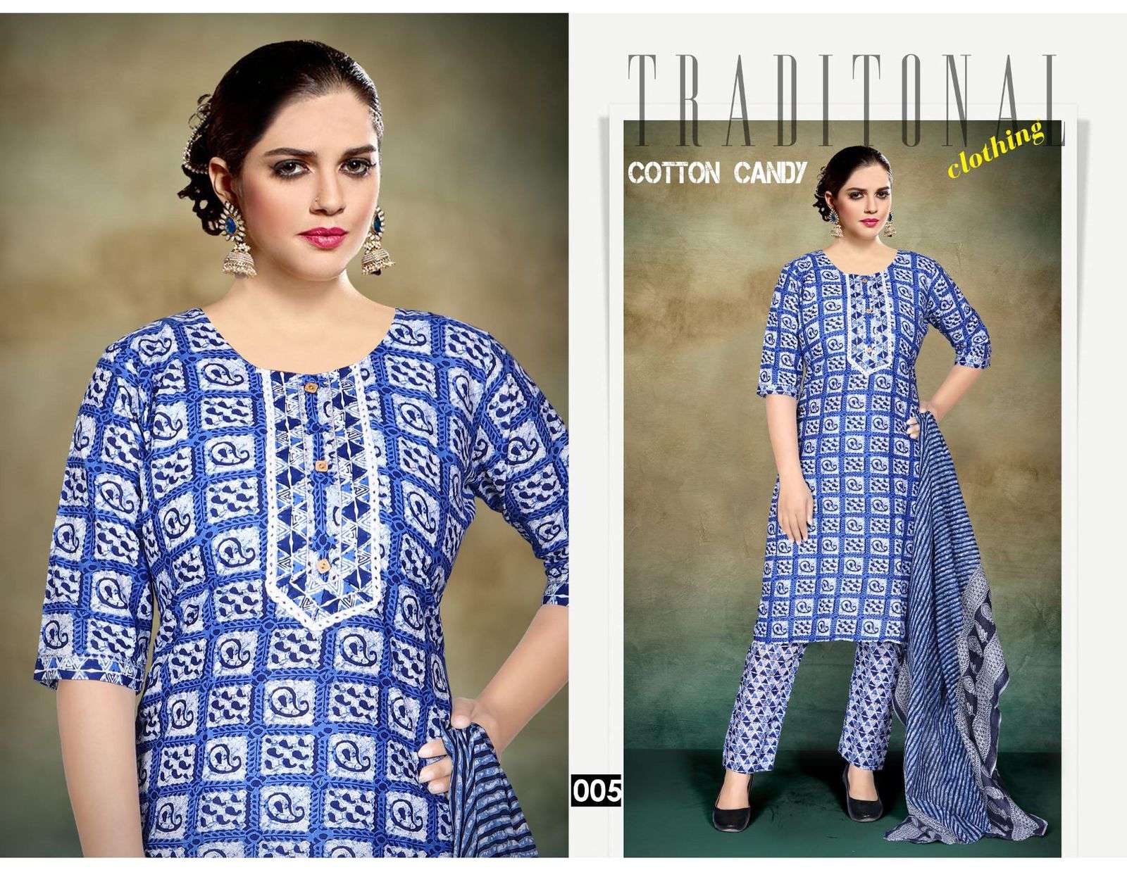 COTTON CANDY BY TRENDY 001 TO 006 SERIES BEAUTIFUL SUITS COLORFUL STYLISH FANCY CASUAL WEAR & ETHNIC WEAR COTTON PRINT DRESSES AT WHOLESALE PRICE