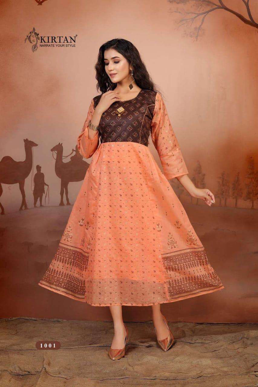 KALYANI BY KIRTAN 101 TO 106 SERIES DESIGNER STYLISH FANCY COLORFUL BEAUTIFUL PARTY WEAR & ETHNIC WEAR COLLECTION HEAVY CHANDERI KURTIS AT WHOLESALE PRICE