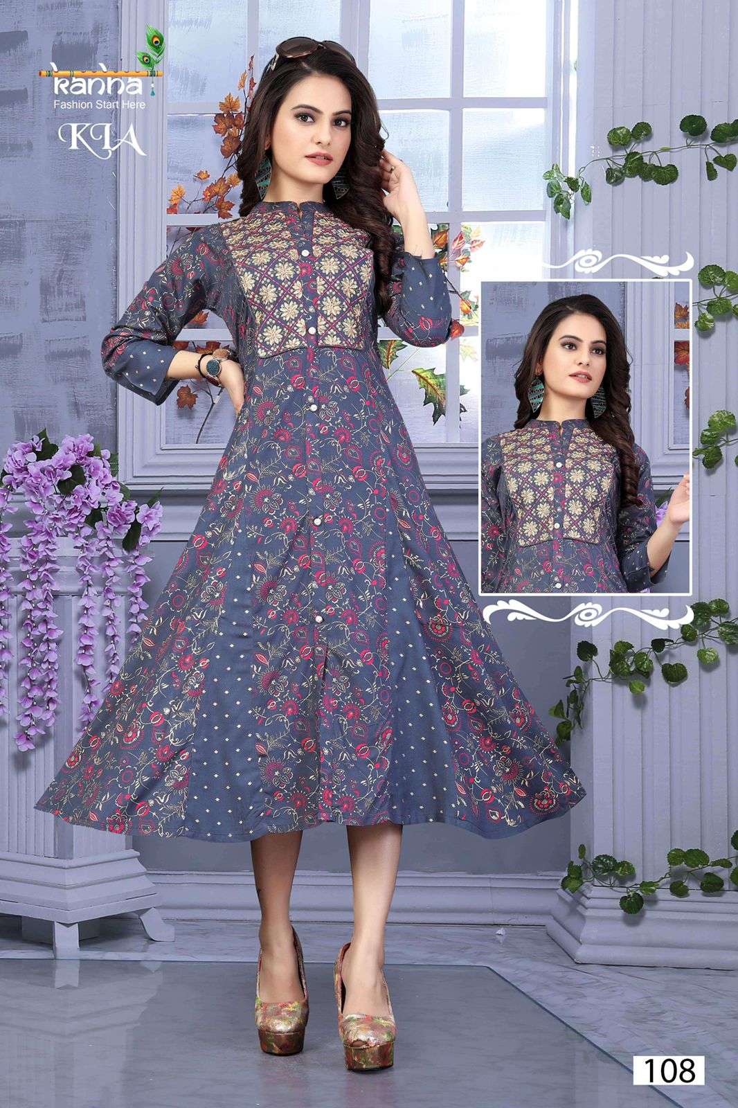 KIA BY KANHA 101 TO 108 SERIES DESIGNER STYLISH FANCY COLORFUL BEAUTIFUL PARTY WEAR & ETHNIC WEAR COLLECTION RAYON WITH WORK KURTIS AT WHOLESALE PRICE