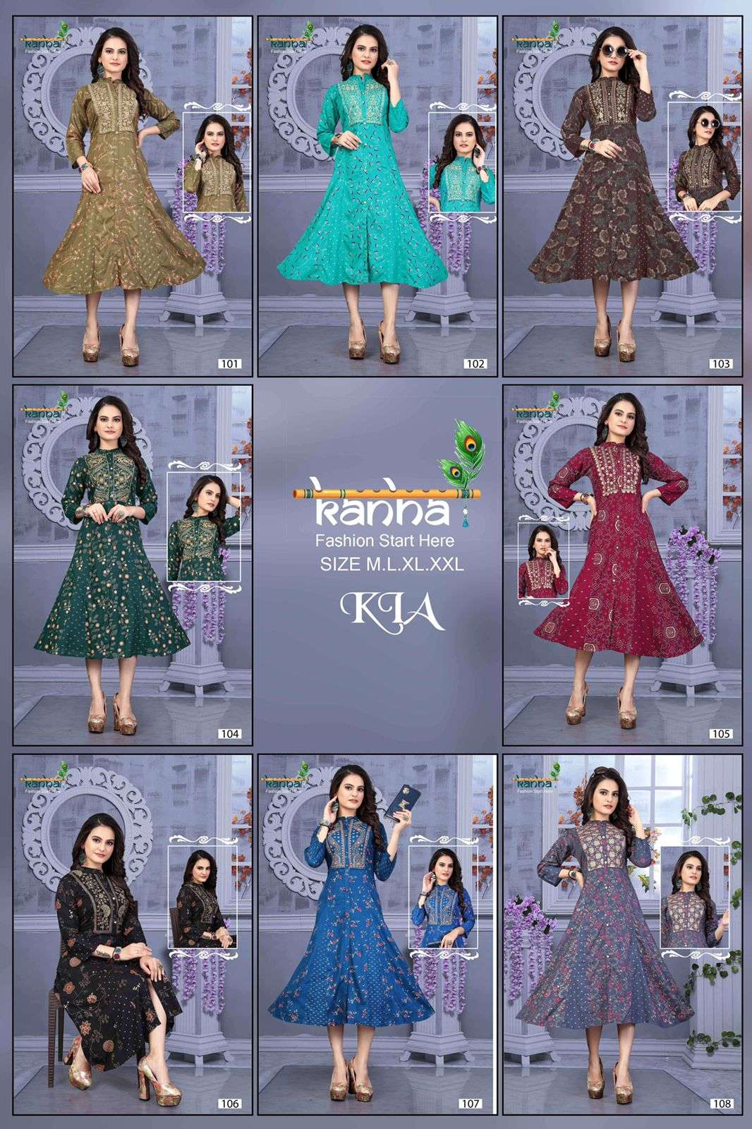 KIA BY KANHA 101 TO 108 SERIES DESIGNER STYLISH FANCY COLORFUL BEAUTIFUL PARTY WEAR & ETHNIC WEAR COLLECTION RAYON WITH WORK KURTIS AT WHOLESALE PRICE