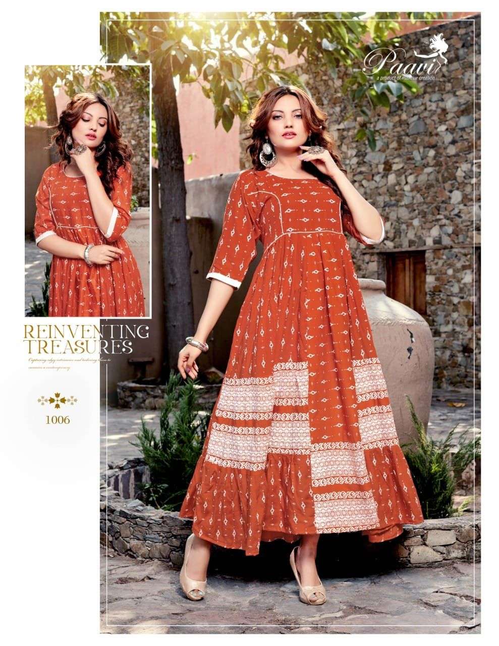 FLERA BY PAAVI 1001 TO 1008 SERIES BEAUTIFUL STYLISH FANCY COLORFUL CASUAL WEAR & ETHNIC WEAR RAYON PRINT GOWNS AT WHOLESALE PRICE