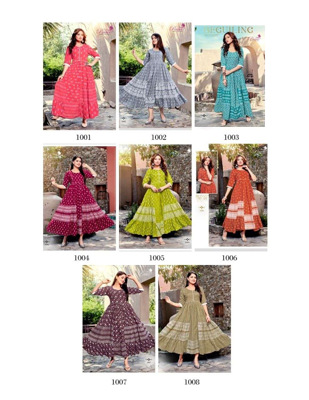 FLERA BY PAAVI 1001 TO 1008 SERIES BEAUTIFUL STYLISH FANCY COLORFUL CASUAL WEAR & ETHNIC WEAR RAYON PRINT GOWNS AT WHOLESALE PRICE