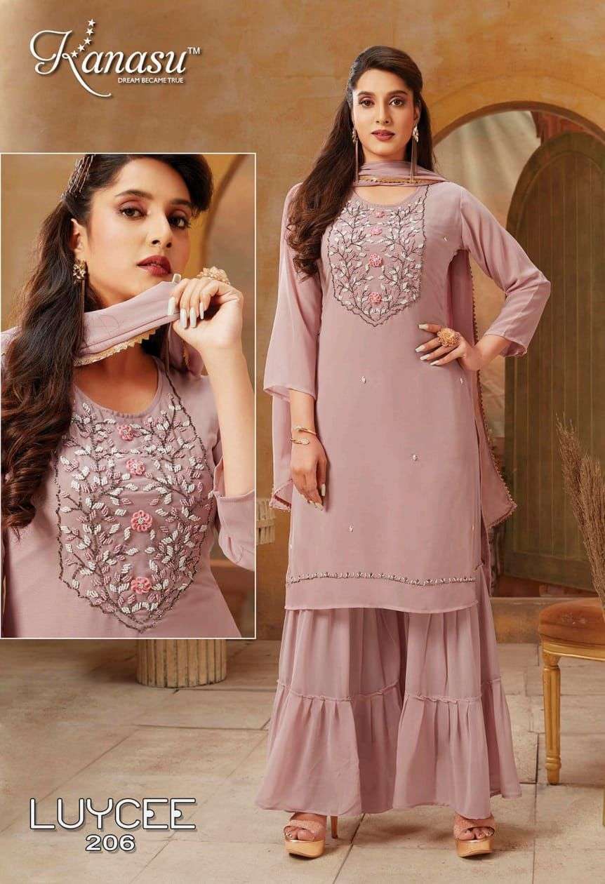 LUYCEE BY KANASU 2001 TO 2008 SERIES BEAUTIFUL SHARARA SUITS COLORFUL STYLISH FANCY CASUAL WEAR & ETHNIC WEAR GEORGETTE DRESSES AT WHOLESALE PRICE