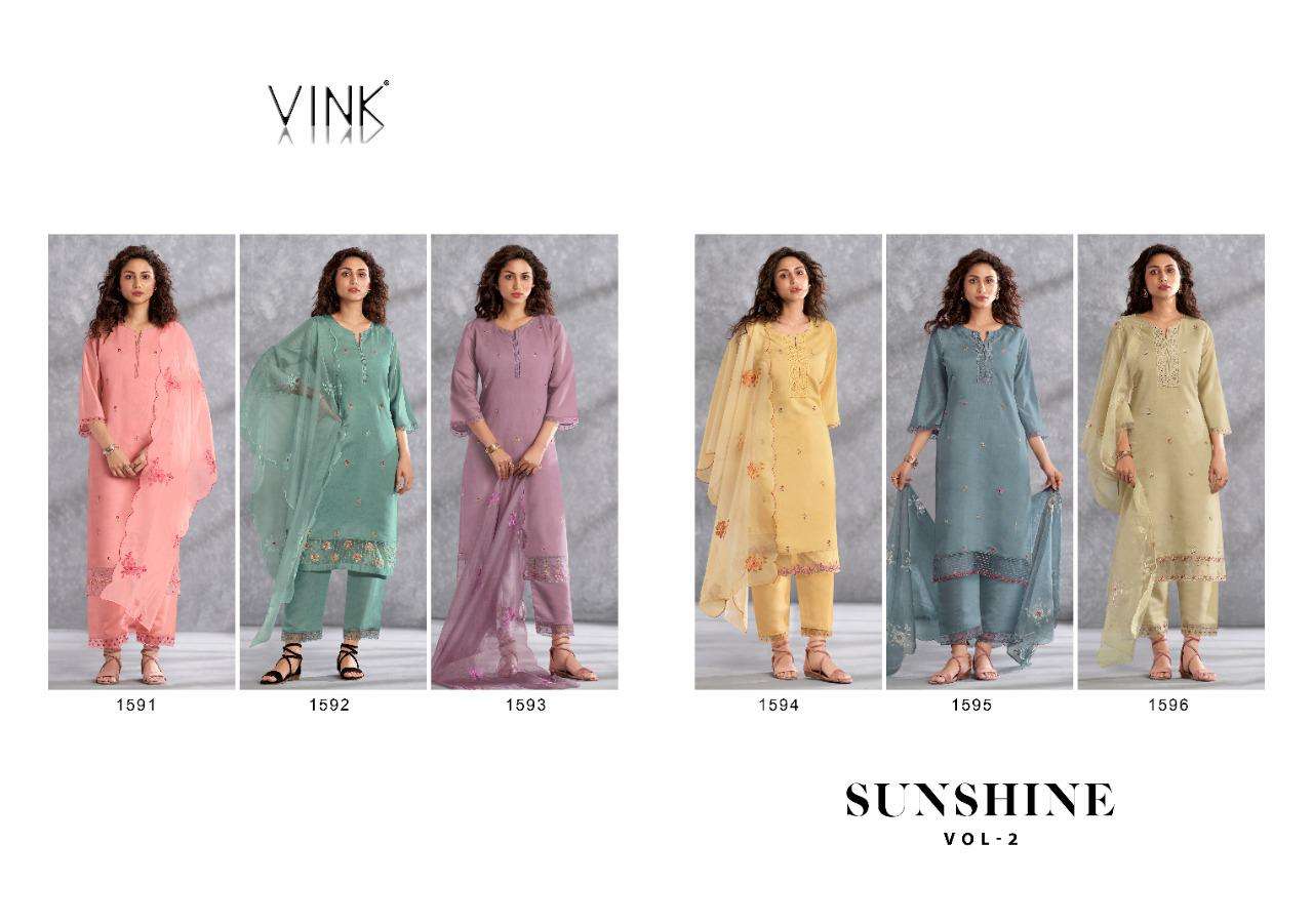 SUNSHINE VOL-2 BY VINK 1591 TO 1596 SERIES BEAUTIFUL SUITS COLORFUL STYLISH FANCY CASUAL WEAR & ETHNIC WEAR VISCOSE EMBROIDERED DRESSES AT WHOLESALE PRICE