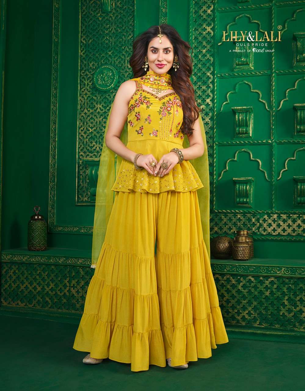 SPAGHETTI BY LILY AND LALI 9001 TO 9006 SERIES BEAUTIFUL SHARARA SUITS COLORFUL STYLISH FANCY CASUAL WEAR & ETHNIC WEAR PURE CHINNON CHIFFON DRESSES AT WHOLESALE PRICE