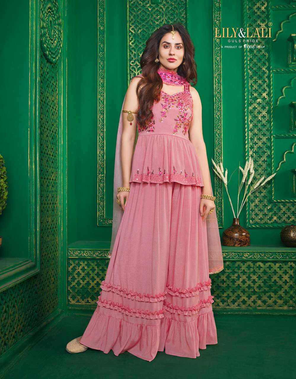 SPAGHETTI BY LILY AND LALI 9001 TO 9006 SERIES BEAUTIFUL SHARARA SUITS COLORFUL STYLISH FANCY CASUAL WEAR & ETHNIC WEAR PURE CHINNON CHIFFON DRESSES AT WHOLESALE PRICE