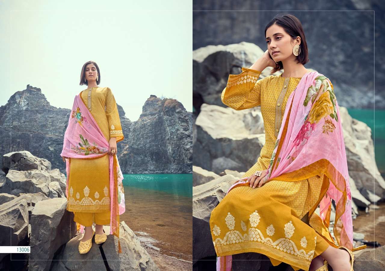 AURA BY ANKIT TEXTILE 13001 TO 13008 SERIES BEAUTIFUL SUITS COLORFUL STYLISH FANCY CASUAL WEAR & ETHNIC WEAR PURE CAMBRIC COTTON PRINT DRESSES AT WHOLESALE PRICE