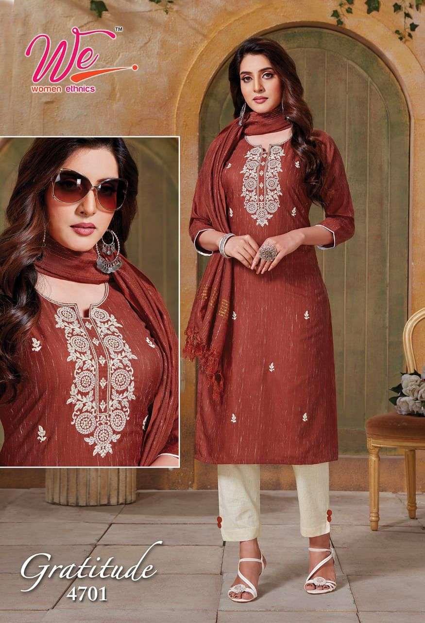 GRATITUDE BY WOMEN ETHNIC 4701 TO 4706 SERIES BEAUTIFUL SUITS COLORFUL STYLISH FANCY CASUAL WEAR & ETHNIC WEAR WEAVING DRESSES AT WHOLESALE PRICE