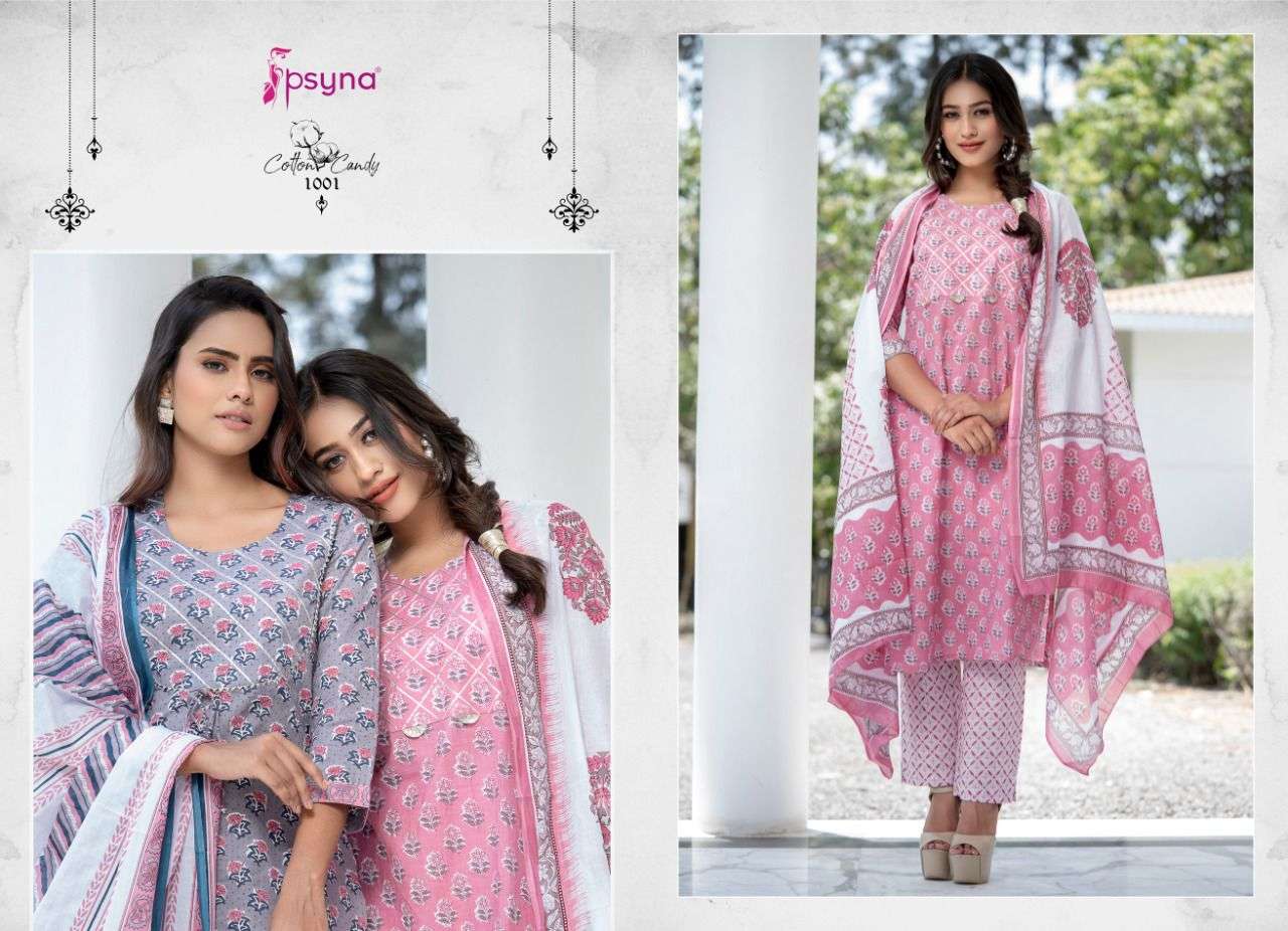 COTTON CANDY BY PSYNA 1001 TO 1008 SERIES BEAUTIFUL SUITS COLORFUL STYLISH FANCY CASUAL WEAR & ETHNIC WEAR CAMBRIC COTTON DRESSES AT WHOLESALE PRICE