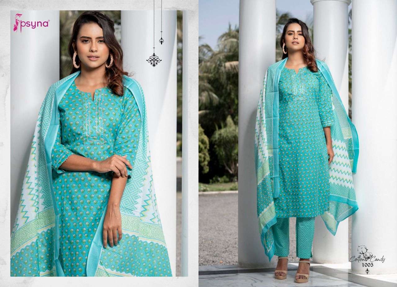 COTTON CANDY BY PSYNA 1001 TO 1008 SERIES BEAUTIFUL SUITS COLORFUL STYLISH FANCY CASUAL WEAR & ETHNIC WEAR CAMBRIC COTTON DRESSES AT WHOLESALE PRICE
