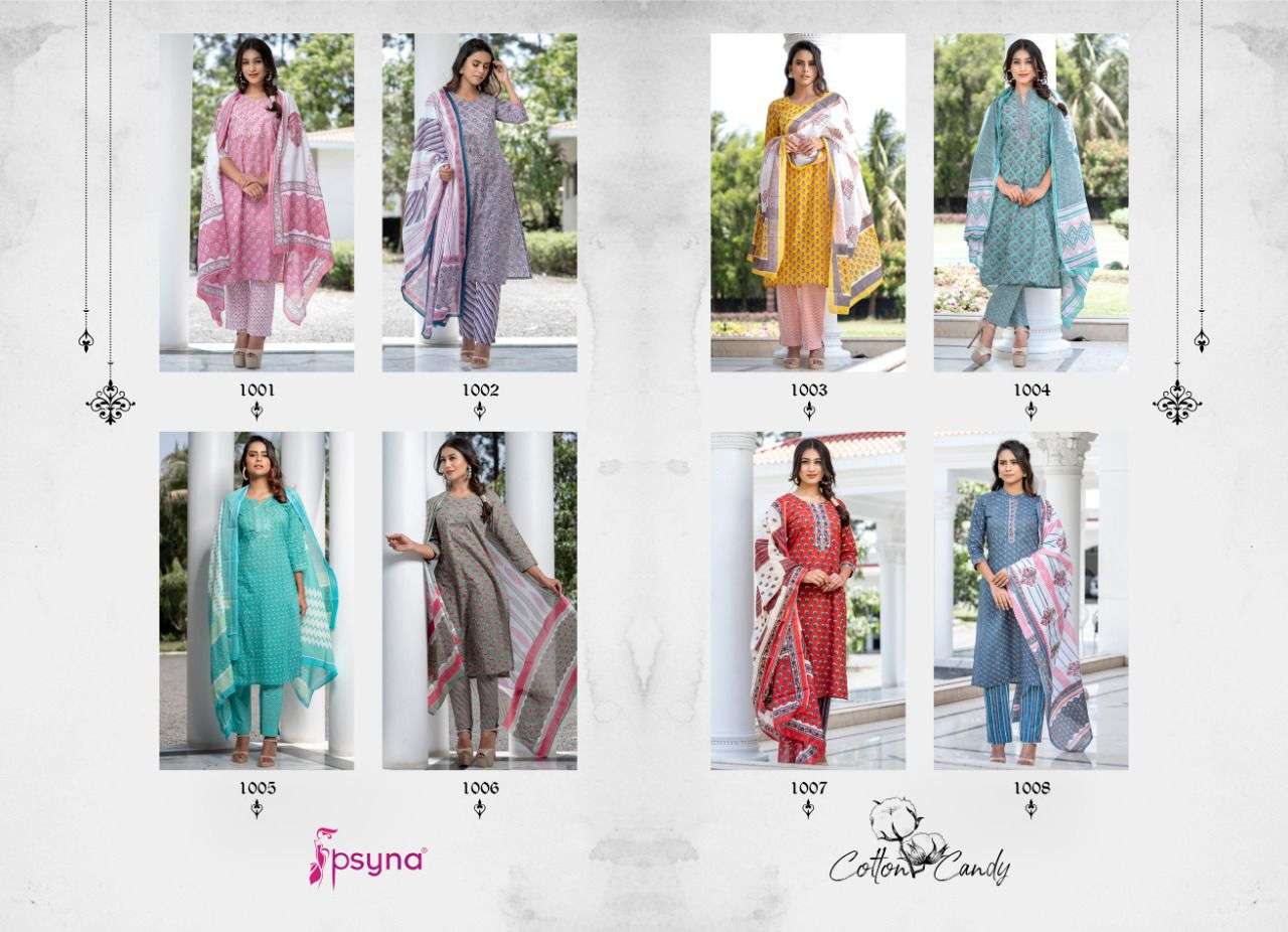 COTTON CANDY BY PSYNA 1001 TO 1008 SERIES BEAUTIFUL SUITS COLORFUL STYLISH FANCY CASUAL WEAR & ETHNIC WEAR CAMBRIC COTTON DRESSES AT WHOLESALE PRICE