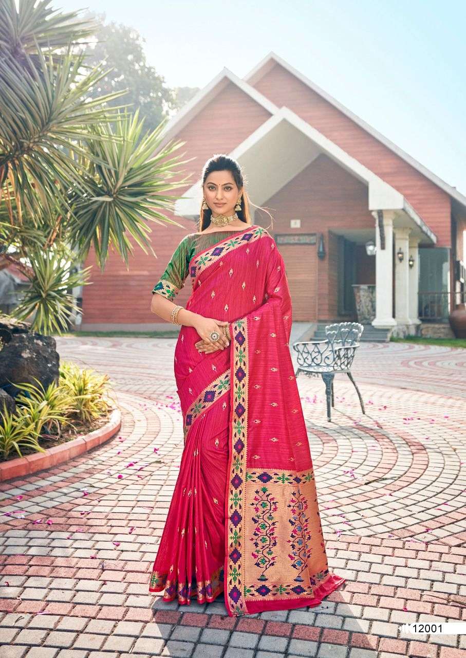 TRISHA BY REVANTA 12001 TO 12005 SERIES INDIAN TRADITIONAL WEAR COLLECTION BEAUTIFUL STYLISH FANCY COLORFUL PARTY WEAR & OCCASIONAL WEAR COTTON SILK SAREES AT WHOLESALE PRICE