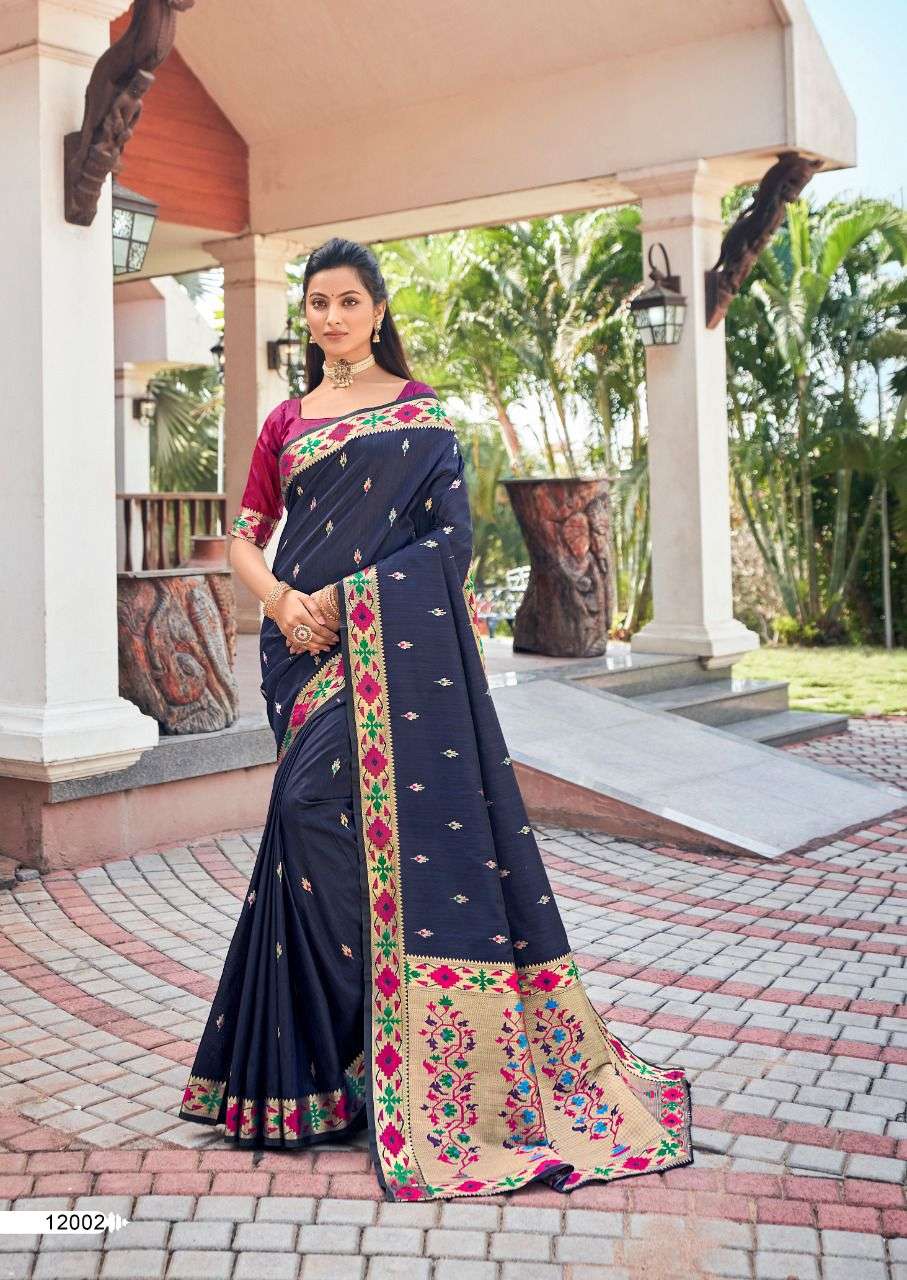 TRISHA BY REVANTA 12001 TO 12005 SERIES INDIAN TRADITIONAL WEAR COLLECTION BEAUTIFUL STYLISH FANCY COLORFUL PARTY WEAR & OCCASIONAL WEAR COTTON SILK SAREES AT WHOLESALE PRICE