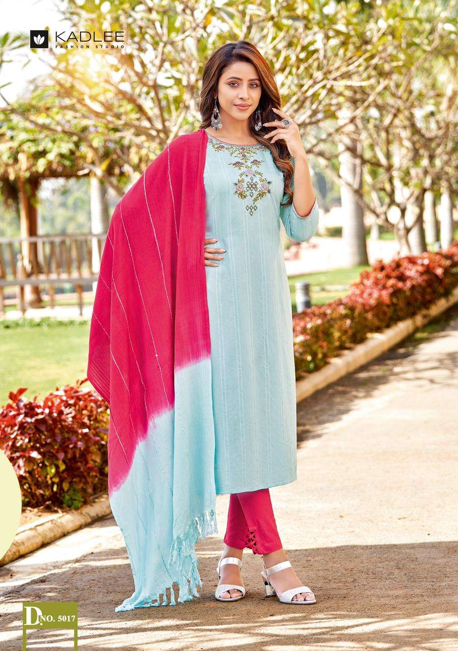 SHANAYA VOL-3 BY KADLEE 5013 TO 5018 SERIES BEAUTIFUL SUITS COLORFUL STYLISH FANCY CASUAL WEAR & ETHNIC WEAR RAYON EMBROIDERED DRESSES AT WHOLESALE PRICE