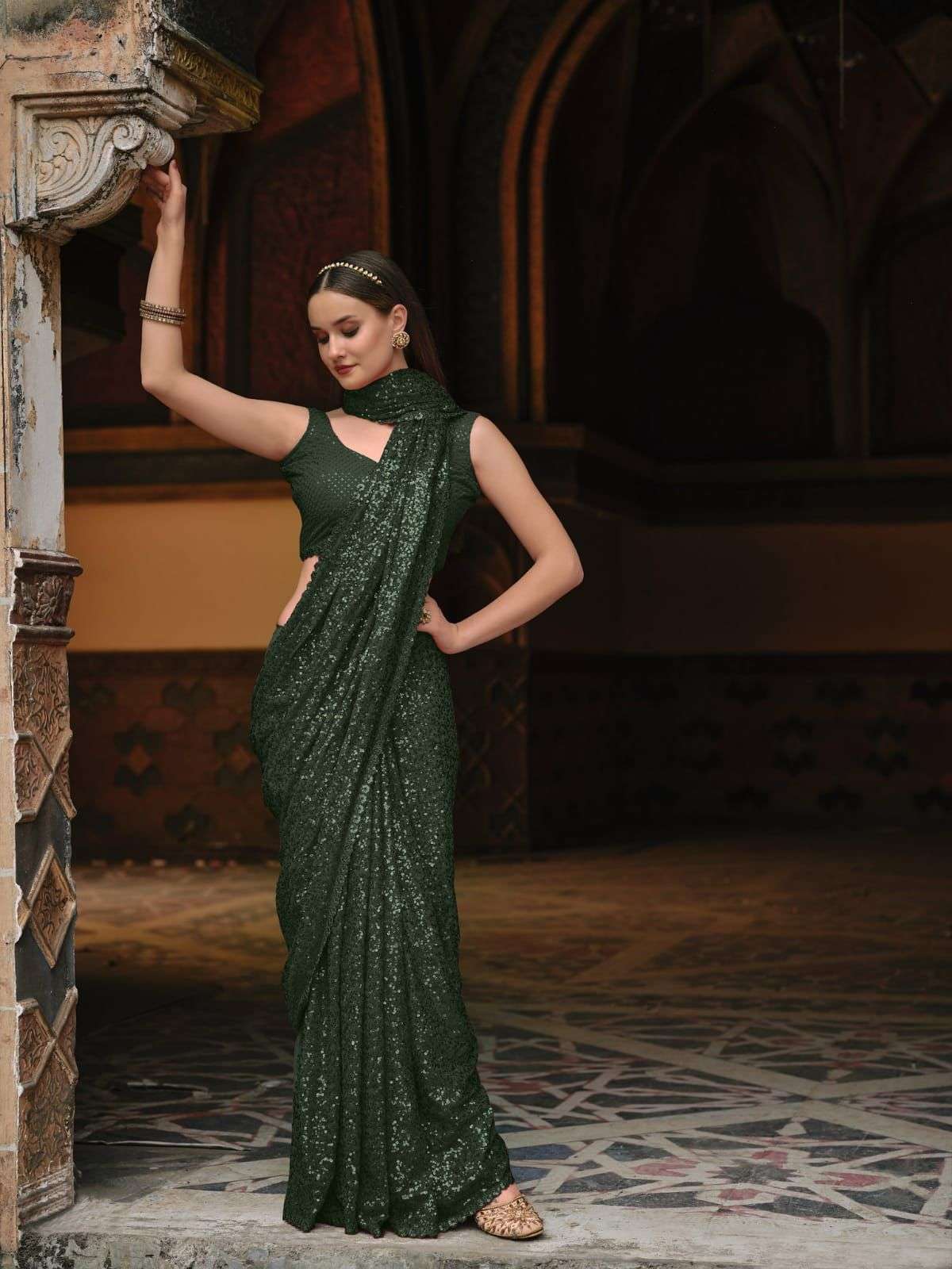 Emerald By Senhora Dresses 2045-A To 2045-D Series Indian Traditional Wear Collection Beautiful Stylish Fancy Colorful Party Wear & Occasional Wear Georgette Sarees At Wholesale Price