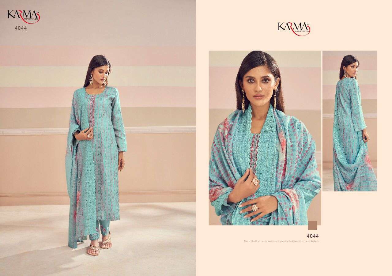 SIMRAN VOL-2 BY KARMA TRENDZ 4041 TO 4047 SERIES BEAUTIFUL SUITS COLORFUL STYLISH FANCY CASUAL WEAR & ETHNIC WEAR PURE JAM COTTON DIGITAL PRINT DRESSES AT WHOLESALE PRICE