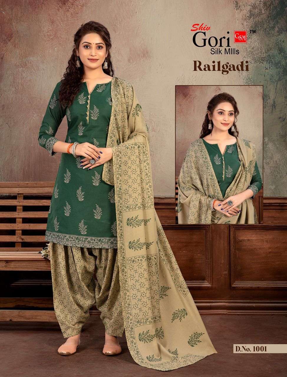 RAILGADI BY SHIV GORI SILK MILLS 1001 TO 1008 SERIES BEAUTIFUL SUITS COLORFUL STYLISH FANCY CASUAL WEAR & ETHNIC WEAR HEAVY COTTON PRINT DRESSES AT WHOLESALE PRICE