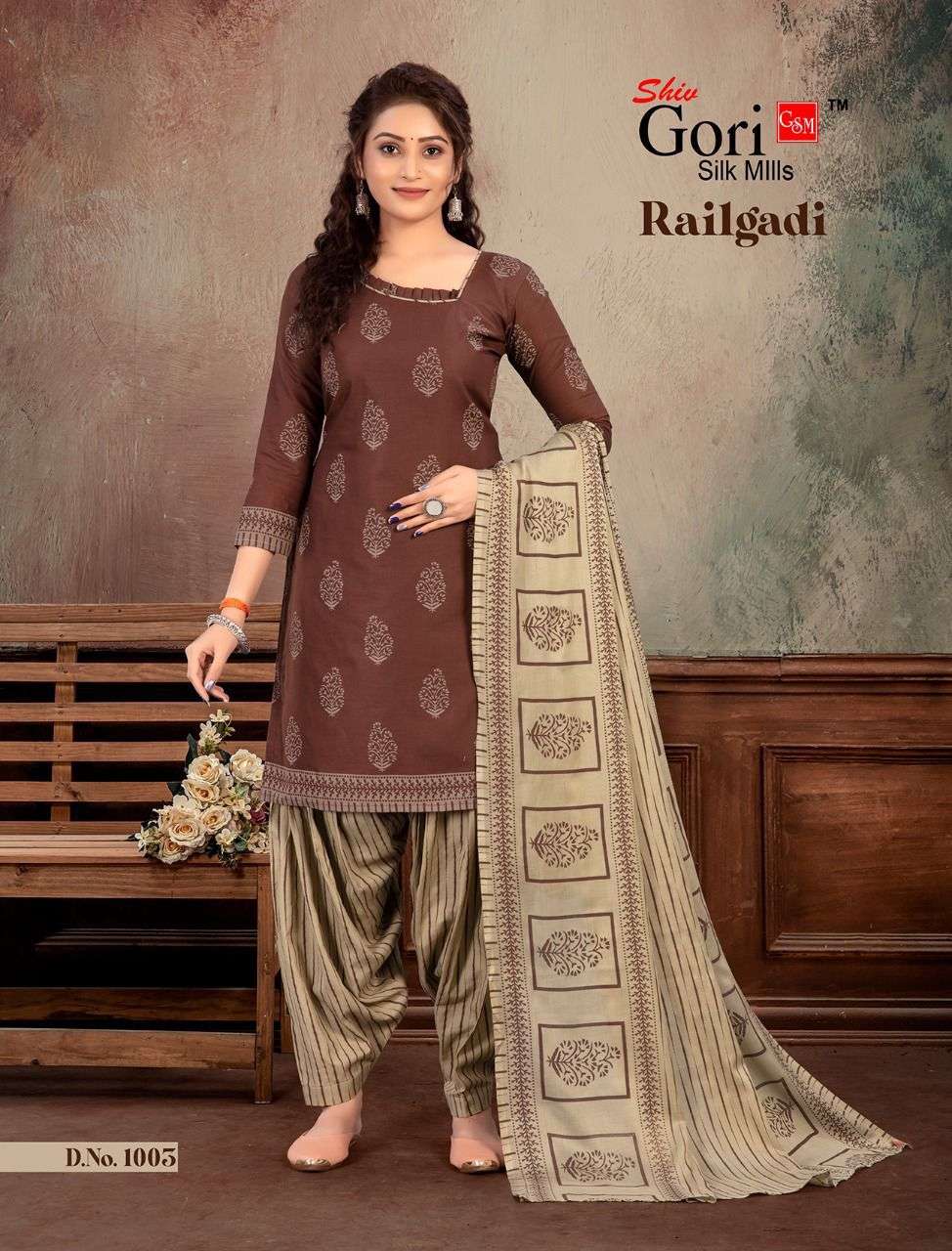 RAILGADI BY SHIV GORI SILK MILLS 1001 TO 1008 SERIES BEAUTIFUL SUITS COLORFUL STYLISH FANCY CASUAL WEAR & ETHNIC WEAR HEAVY COTTON PRINT DRESSES AT WHOLESALE PRICE