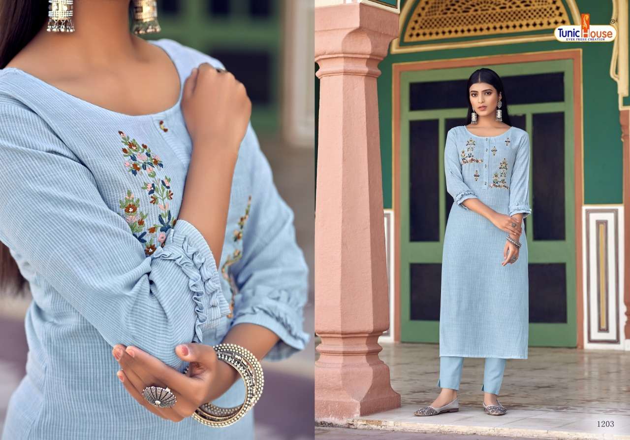 CLOUD BY TUNIC HOUSE 1201 TO 1204 SERIES DESIGNER STYLISH FANCY COLORFUL BEAUTIFUL PARTY WEAR & ETHNIC WEAR COLLECTION VISCOSE RAYON EMBROIDERY KURTIS AT WHOLESALE PRICE