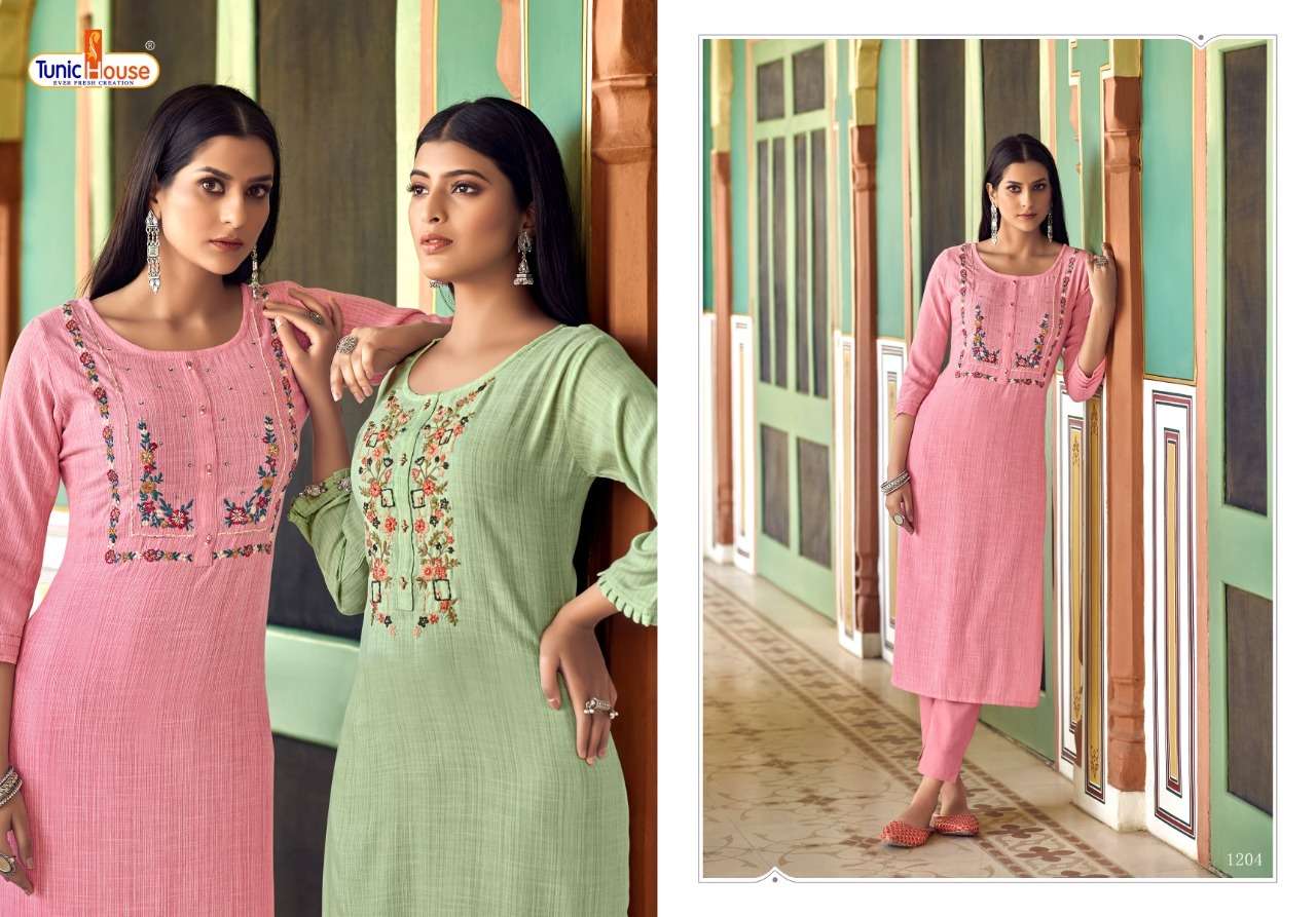 CLOUD BY TUNIC HOUSE 1201 TO 1204 SERIES DESIGNER STYLISH FANCY COLORFUL BEAUTIFUL PARTY WEAR & ETHNIC WEAR COLLECTION VISCOSE RAYON EMBROIDERY KURTIS AT WHOLESALE PRICE