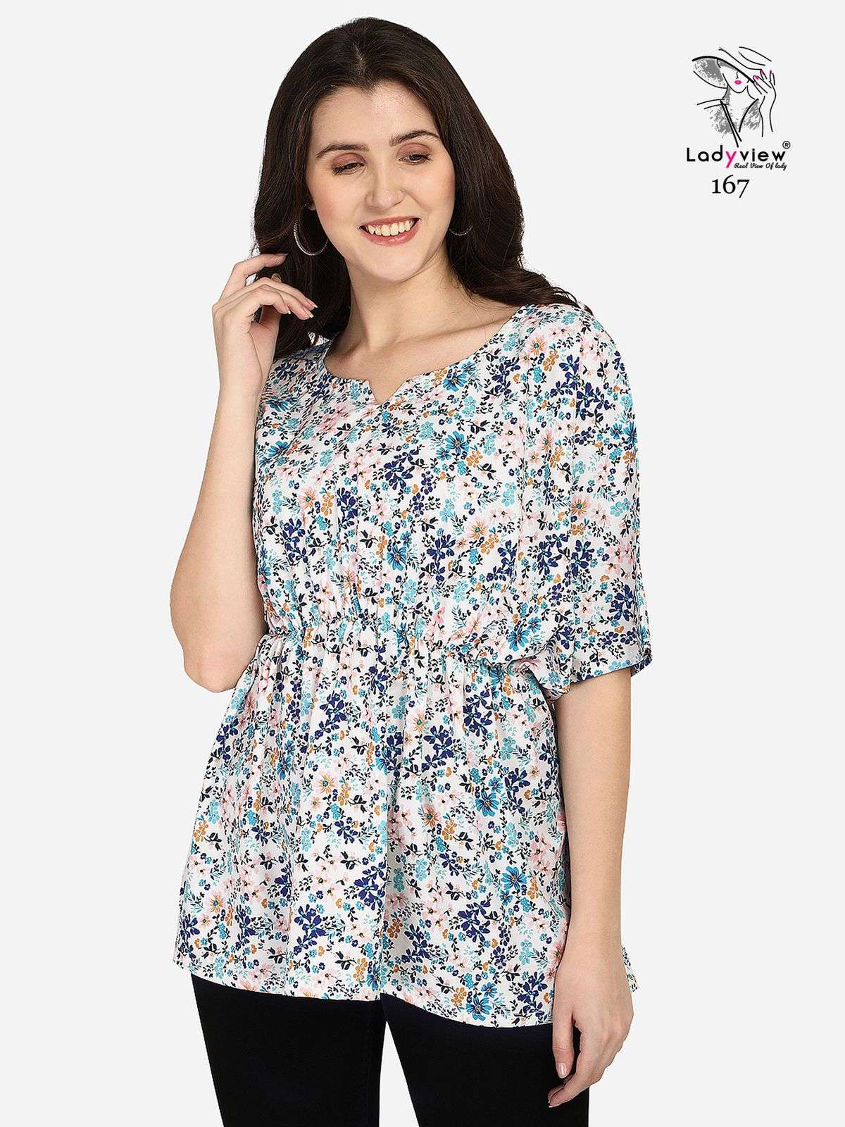 GUZARISH BY LADY VIEW 162 TO 171 SERIES BEAUTIFUL STYLISH FANCY COLORFUL CASUAL WEAR & ETHNIC WEAR HEAVY AMERICAN CREPE TOPS AT WHOLESALE PRICE