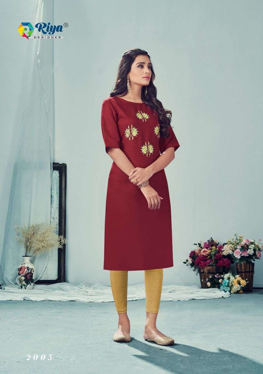 AAFREEN VOL-2 BY RIYA DESIGNER 2001 TO 2006 SERIES DESIGNER STYLISH FANCY COLORFUL BEAUTIFUL PARTY WEAR & ETHNIC WEAR COLLECTION PURE COTTON SLUB EMBROIDERY KURTIS AT WHOLESALE PRICE