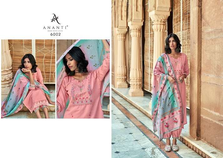 ANANTAM BY ANANTI 6001 TO 6005 SERIES BEAUTIFUL SUITS COLORFUL STYLISH FANCY CASUAL WEAR & ETHNIC WEAR PURE VISCOSE EMBROIDERED DRESSES AT WHOLESALE PRICE