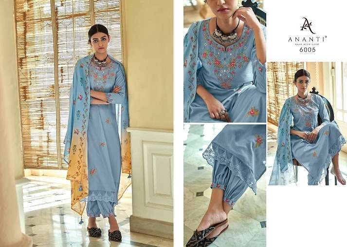 ANANTAM BY ANANTI 6001 TO 6005 SERIES BEAUTIFUL SUITS COLORFUL STYLISH FANCY CASUAL WEAR & ETHNIC WEAR PURE VISCOSE EMBROIDERED DRESSES AT WHOLESALE PRICE