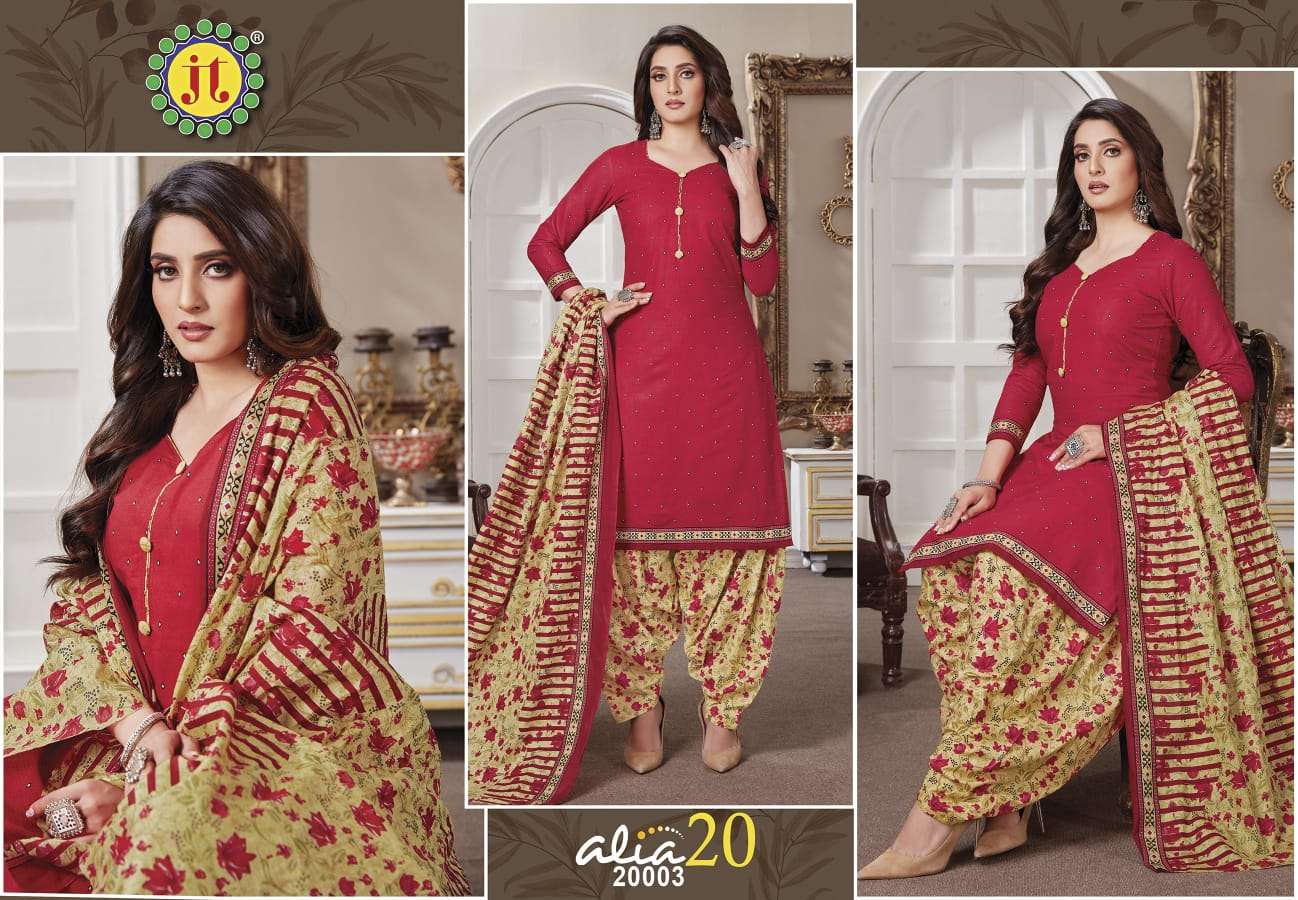 ALIA VOL-20 BY JT 20001 TO 20015 SERIES BEAUTIFUL STYLISH SUITS FANCY COLORFUL CASUAL WEAR & ETHNIC WEAR & READY TO WEAR COTTON PRINTED DRESSES AT WHOLESALE PRICE