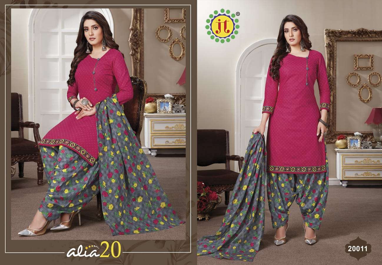 ALIA VOL-20 BY JT 20001 TO 20015 SERIES BEAUTIFUL STYLISH SUITS FANCY COLORFUL CASUAL WEAR & ETHNIC WEAR & READY TO WEAR COTTON PRINTED DRESSES AT WHOLESALE PRICE