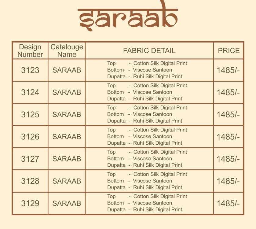 SARAAB BY BELA FASHION 3123 TO 3129 SERIES BEAUTIFUL SUITS COLORFUL STYLISH FANCY CASUAL WEAR & ETHNIC WEAR COTTON SILK DIGITAL PRINT DRESSES AT WHOLESALE PRICE