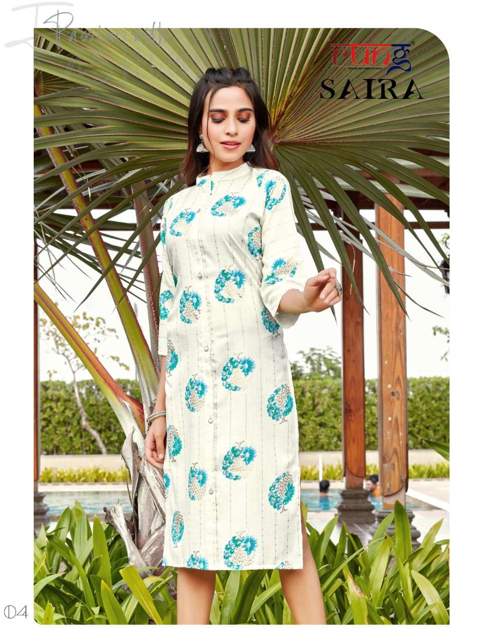 SAIRA BY RUNG 01 TO 08 SERIES DESIGNER STYLISH FANCY COLORFUL BEAUTIFUL PARTY WEAR & ETHNIC WEAR COLLECTION RAYON PRINT KURTIS AT WHOLESALE PRICE