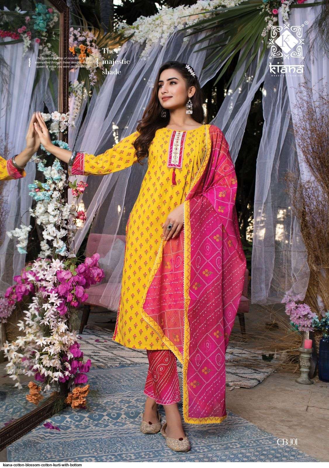 COTTON BLOSSOM BY KIANA 101 TO 108 SERIES BEAUTIFUL SUITS COLORFUL STYLISH FANCY CASUAL WEAR & ETHNIC WEAR PURE COTTON PRINT DRESSES AT WHOLESALE PRICE