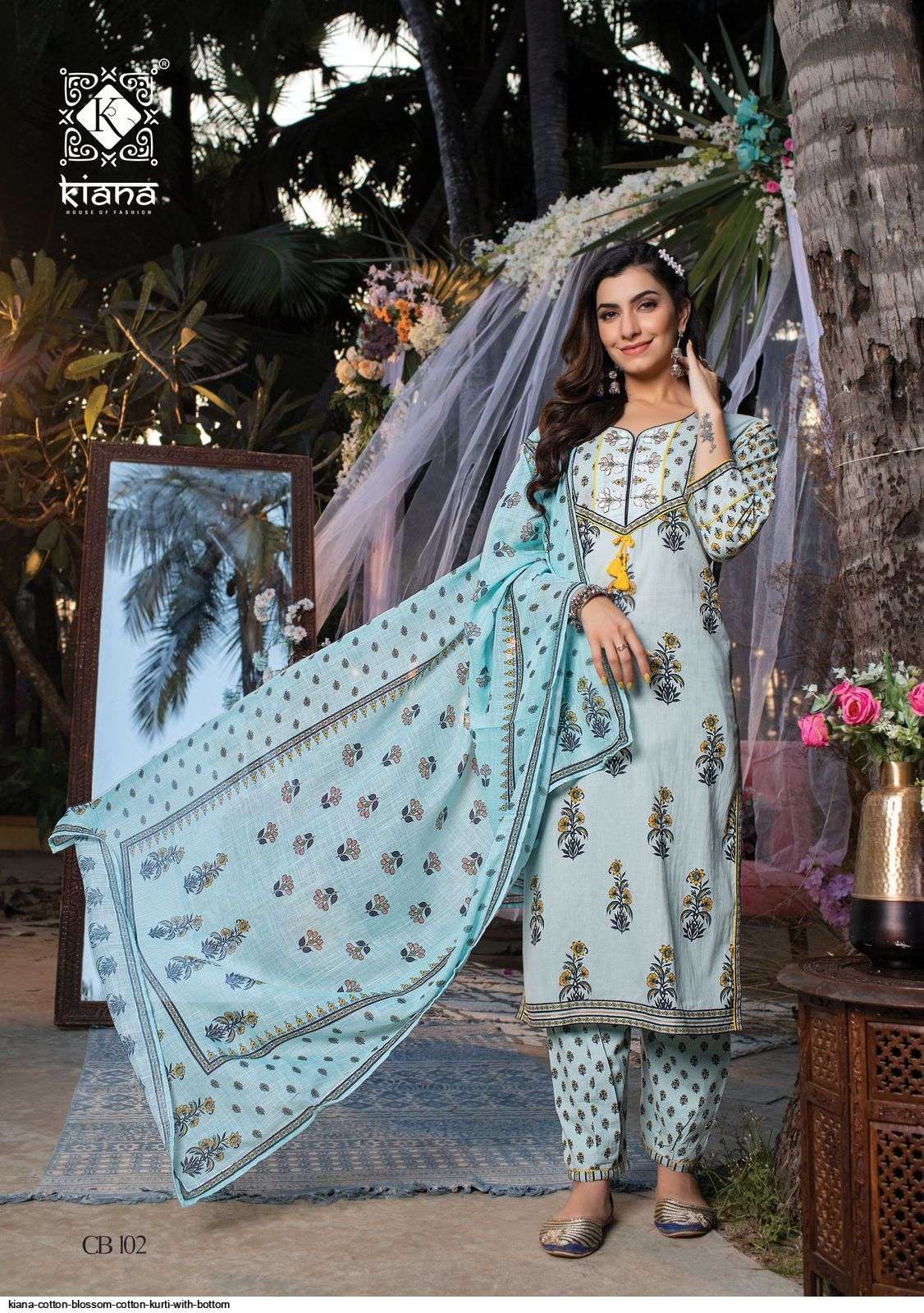 COTTON BLOSSOM BY KIANA 101 TO 108 SERIES BEAUTIFUL SUITS COLORFUL STYLISH FANCY CASUAL WEAR & ETHNIC WEAR PURE COTTON PRINT DRESSES AT WHOLESALE PRICE