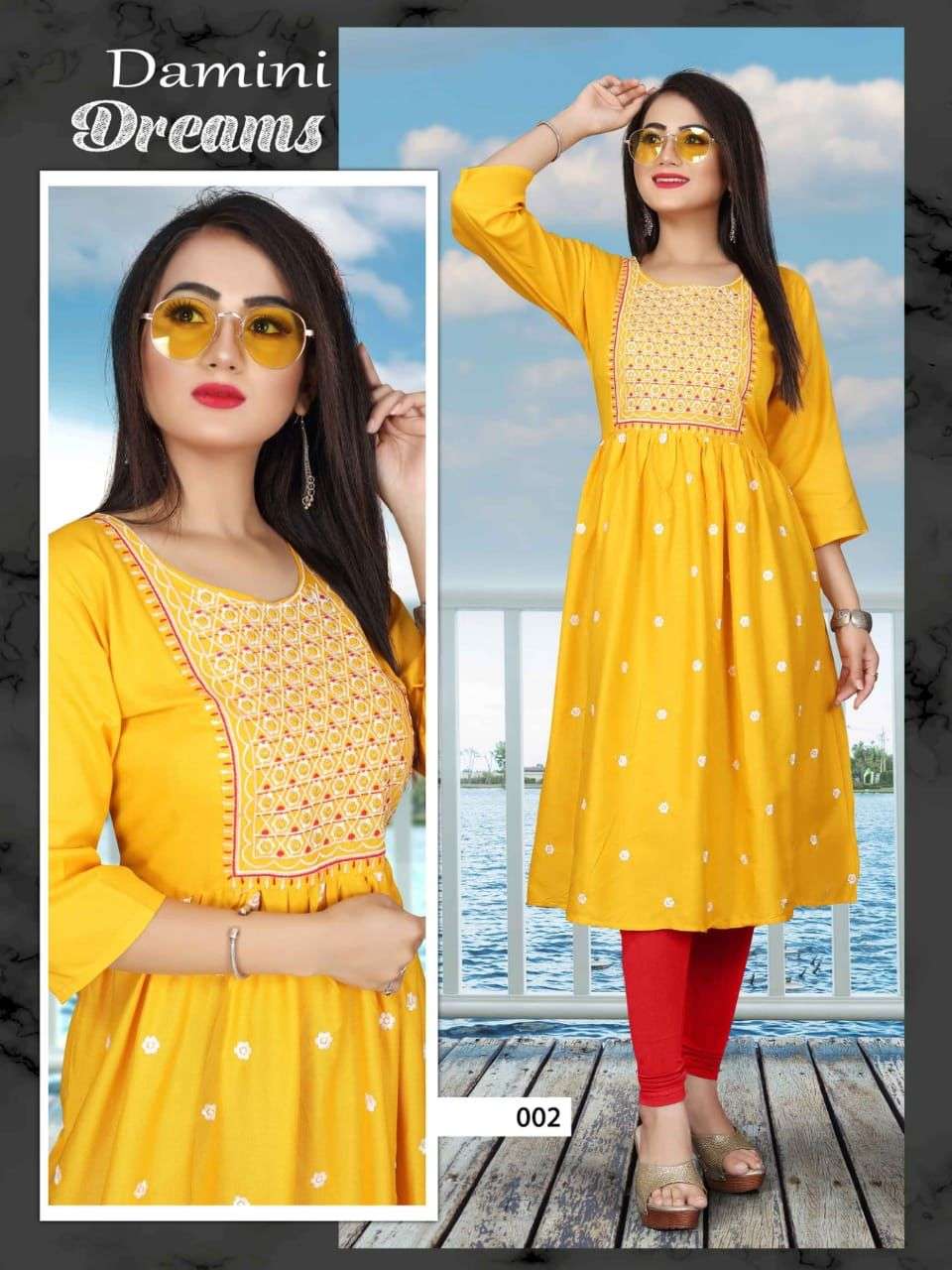 DAMINI BY AAGYA 001 TO 010 SERIES DESIGNER STYLISH FANCY COLORFUL BEAUTIFUL PARTY WEAR & ETHNIC WEAR COLLECTION RAYON EMBROIDERY KURTIS AT WHOLESALE PRICE