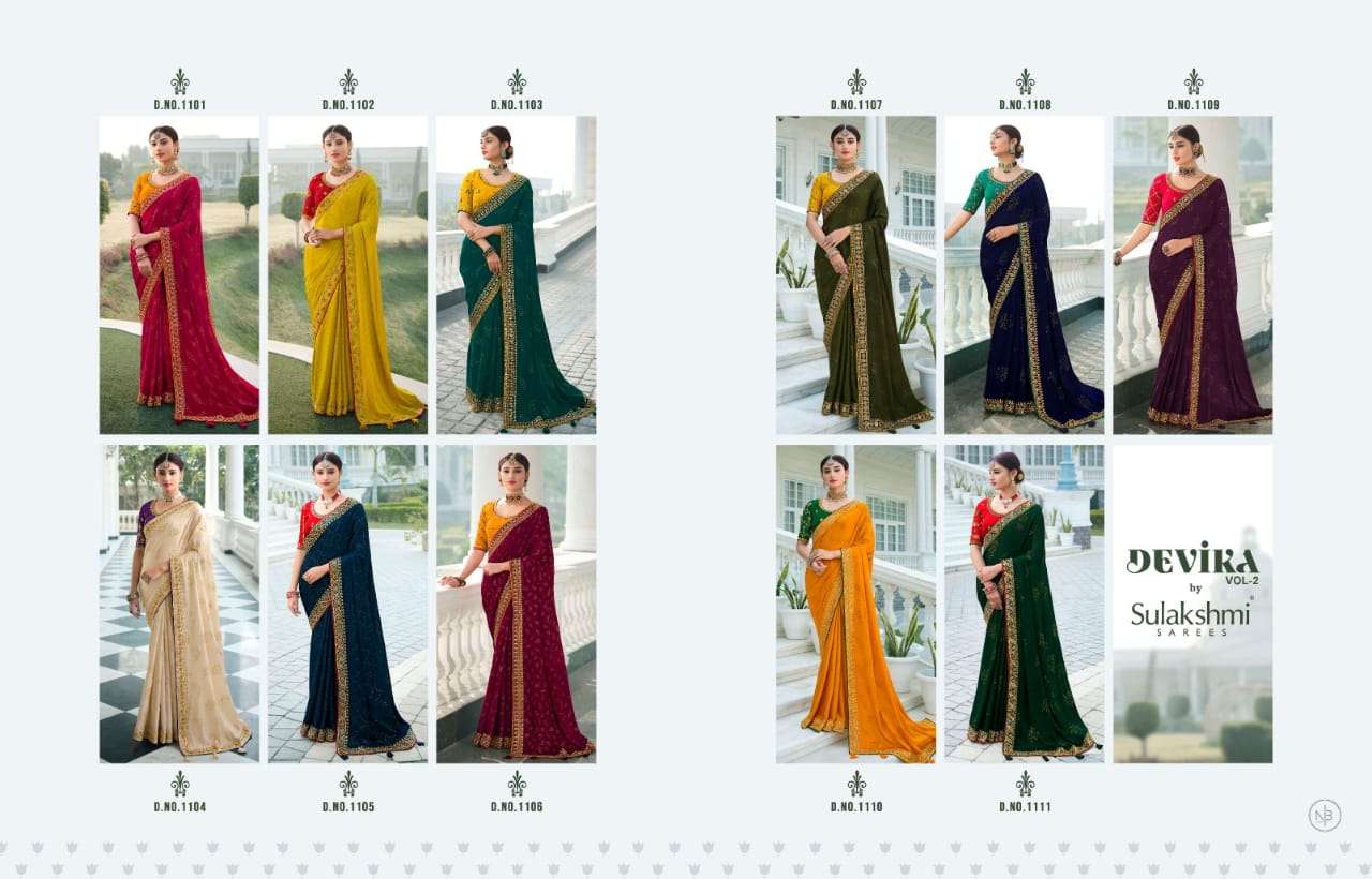 DEVIKA VOL-2 BY SULAKSHMI 1101 TO 1111 SERIES INDIAN TRADITIONAL WEAR COLLECTION BEAUTIFUL STYLISH FANCY COLORFUL PARTY WEAR & OCCASIONAL WEAR FANCY SAREES AT WHOLESALE PRICE