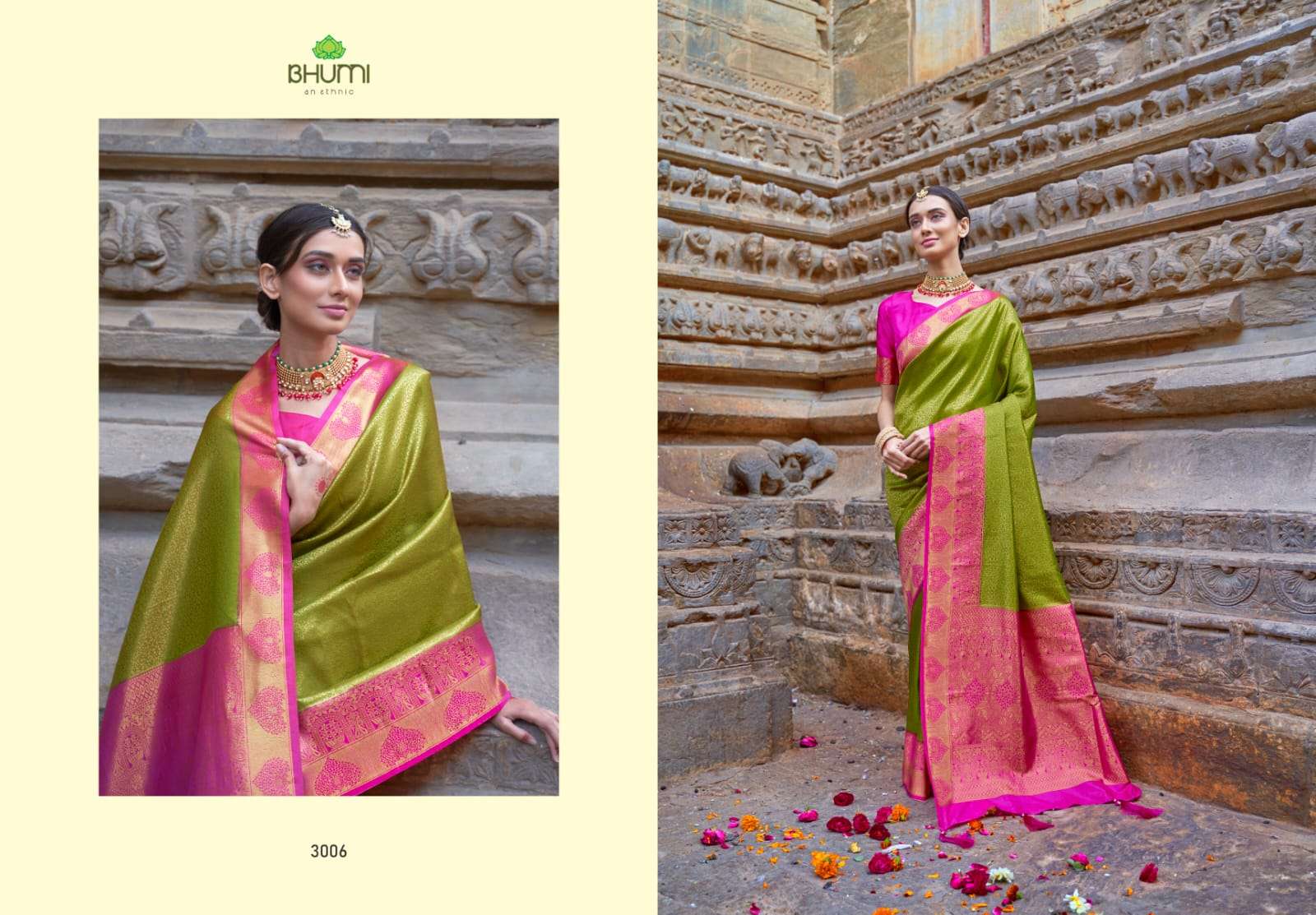 BHUMI 3001 SERIES BY BHUMI 3001 TO 3011 SERIES INDIAN TRADITIONAL WEAR COLLECTION BEAUTIFUL STYLISH FANCY COLORFUL PARTY WEAR & OCCASIONAL WEAR SOFT SILK SAREES AT WHOLESALE PRICE