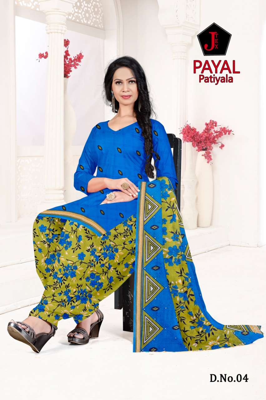 PAYAL PATIYALA BY JT 01 TO 12 SERIES BEAUTIFUL SUITS COLORFUL STYLISH FANCY CASUAL WEAR & ETHNIC WEAR SOFT COTTON DRESSES AT WHOLESALE PRICE