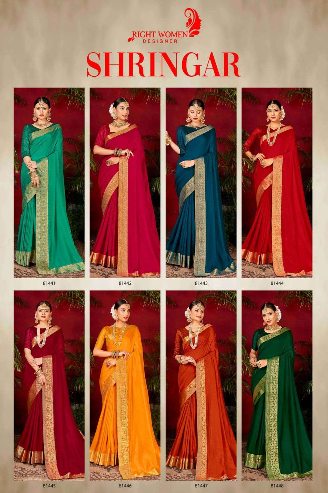 Shringar By Right Women 81441 To 81448 Series Indian Traditional Wear Collection Beautiful Stylish Fancy Colorful Party Wear & Occasional Wear Fancy Sarees At Wholesale Price