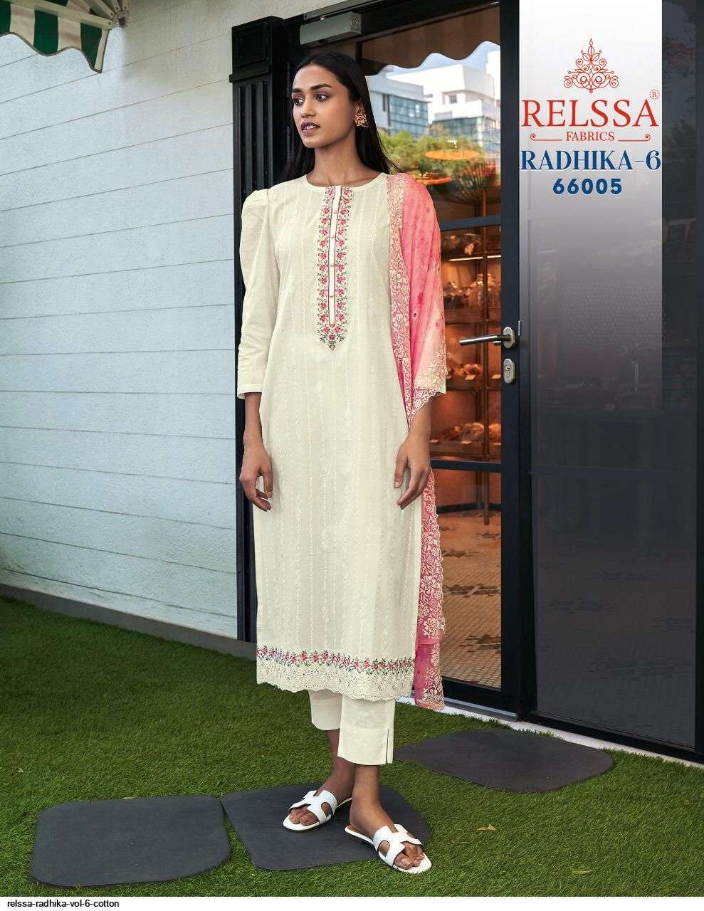 RADHIKA VOL-6 BY RELSSA FABRICS 66001 TO 66006 SERIES BEAUTIFUL SUITS COLORFUL STYLISH FANCY CASUAL WEAR & ETHNIC WEAR PURE COTTON EMBROIDERED DRESSES AT WHOLESALE PRICE