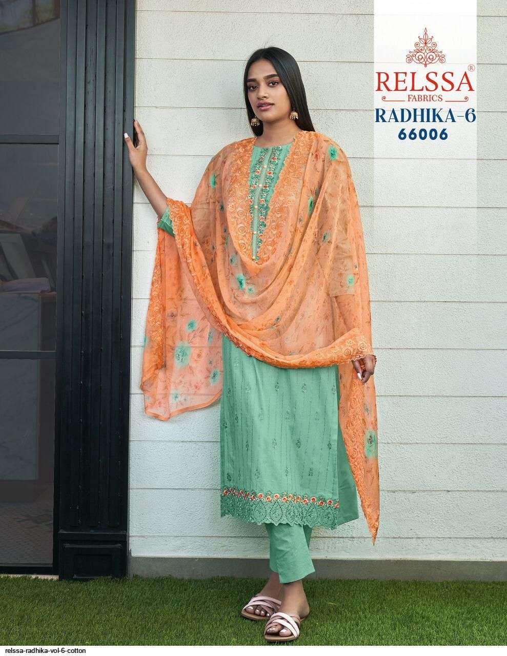 RADHIKA VOL-6 BY RELSSA FABRICS 66001 TO 66006 SERIES BEAUTIFUL SUITS COLORFUL STYLISH FANCY CASUAL WEAR & ETHNIC WEAR PURE COTTON EMBROIDERED DRESSES AT WHOLESALE PRICE