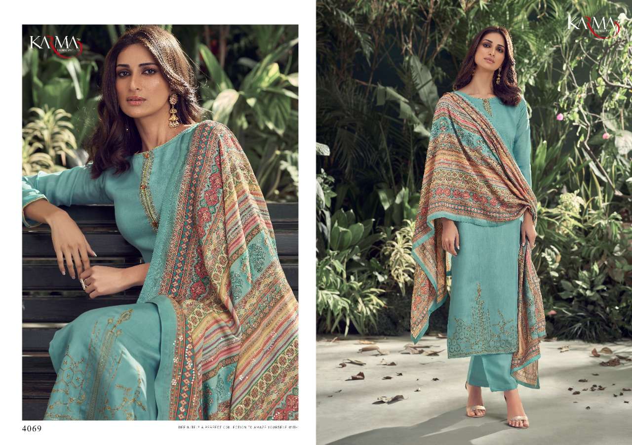 INAYAT VOL-7 BY KARMA TRENDZ 4068 TO 4074 SERIES BEAUTIFUL COLORFUL STYLISH PRETTY PARTY WEAR CASUAL WEAR OCCASIONAL WEAR PURE MUSLIN EMBROIDERED DRESSES AT WHOLESALE PRICE