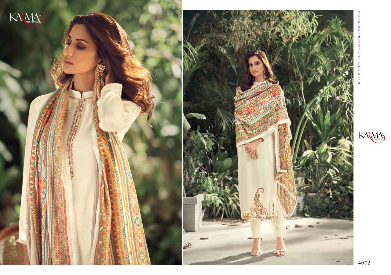 INAYAT VOL-7 BY KARMA TRENDZ 4068 TO 4074 SERIES BEAUTIFUL COLORFUL STYLISH PRETTY PARTY WEAR CASUAL WEAR OCCASIONAL WEAR PURE MUSLIN EMBROIDERED DRESSES AT WHOLESALE PRICE